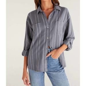 NEW Z SUPPLY sunday striped button up shirt in worn indigo